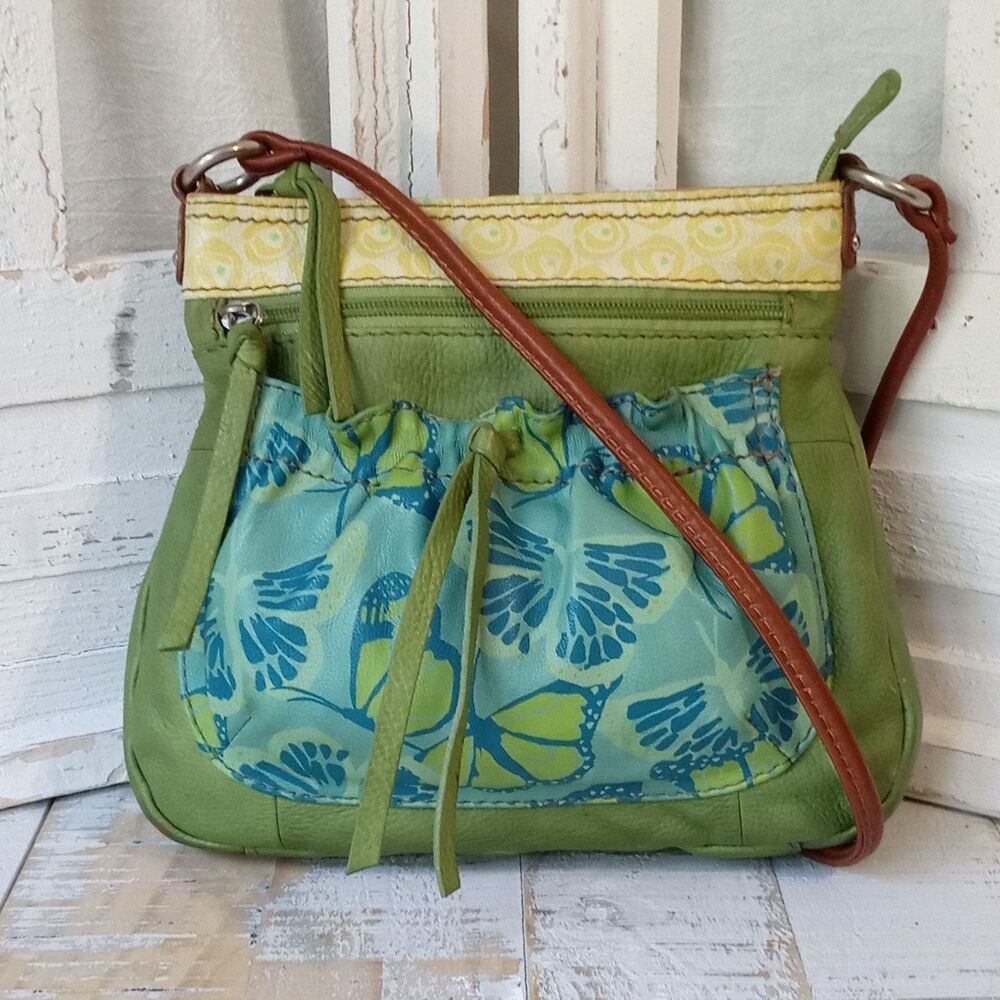 Rare Fossil Prototype Sample Crossbody Leather Lime Green Y2K Fairy Boho Bag